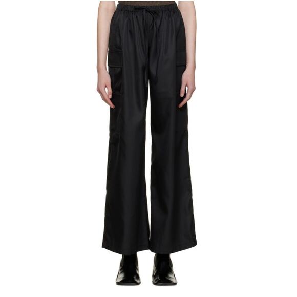 Reformation Ethan Cargo Drawstring Pull On Twill Pockets Pants Trousers Black - Picture 1 of 6